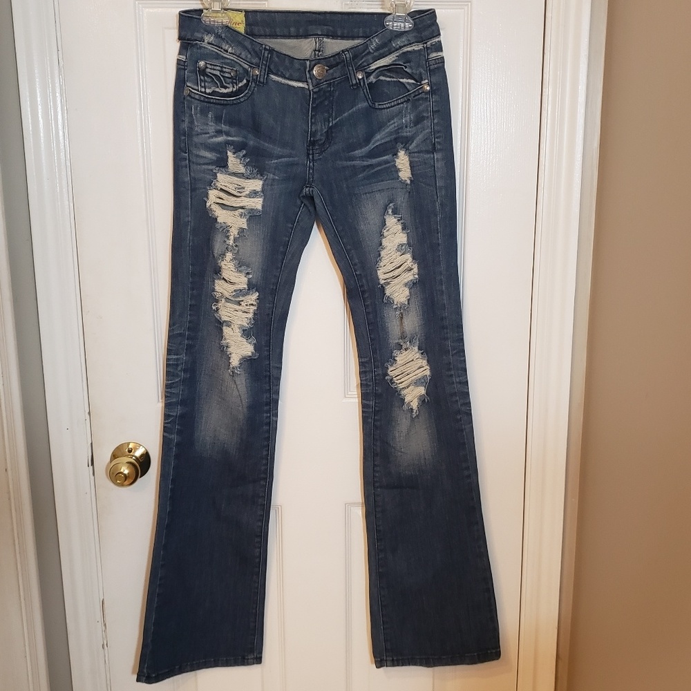 Vintage distressed flare jeans
